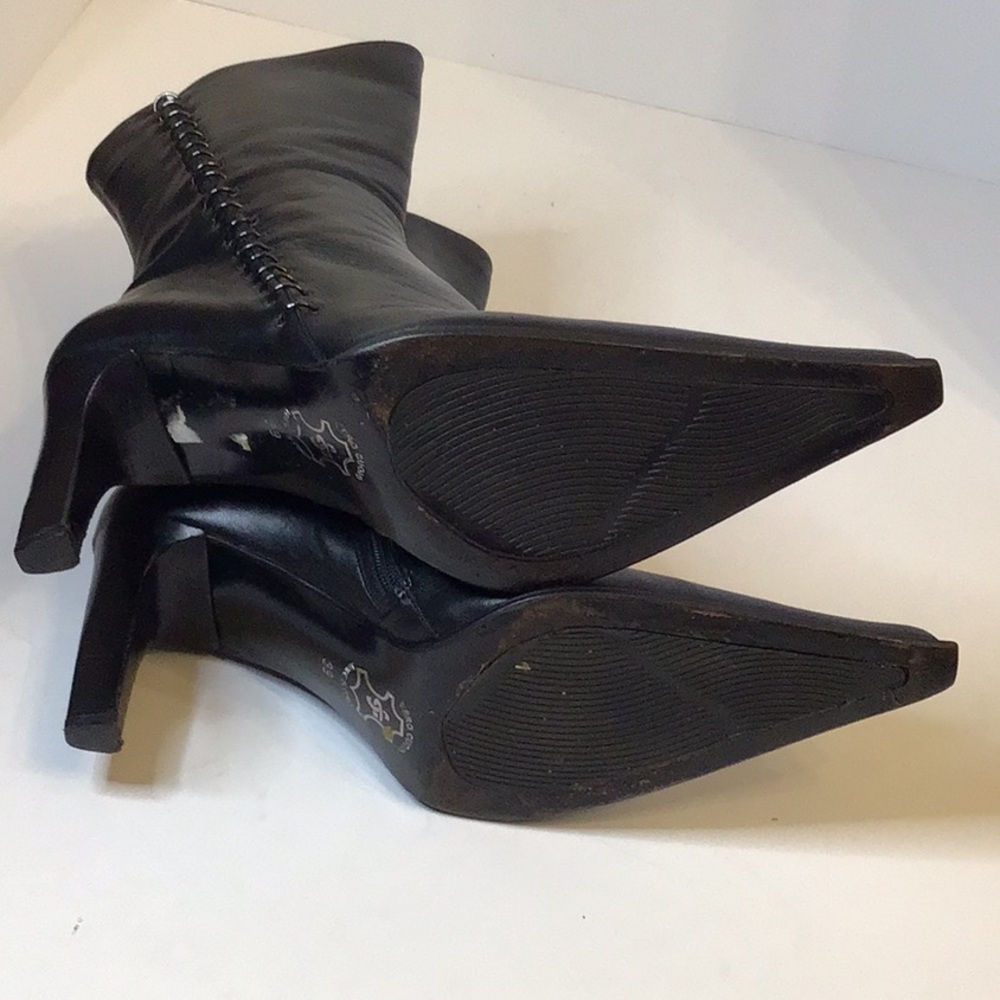 GUIDO SGARIGLIA BLACK LEATHER SQUARE TOE BOOTS SHOES SZ 39 - Picture 8 of 14